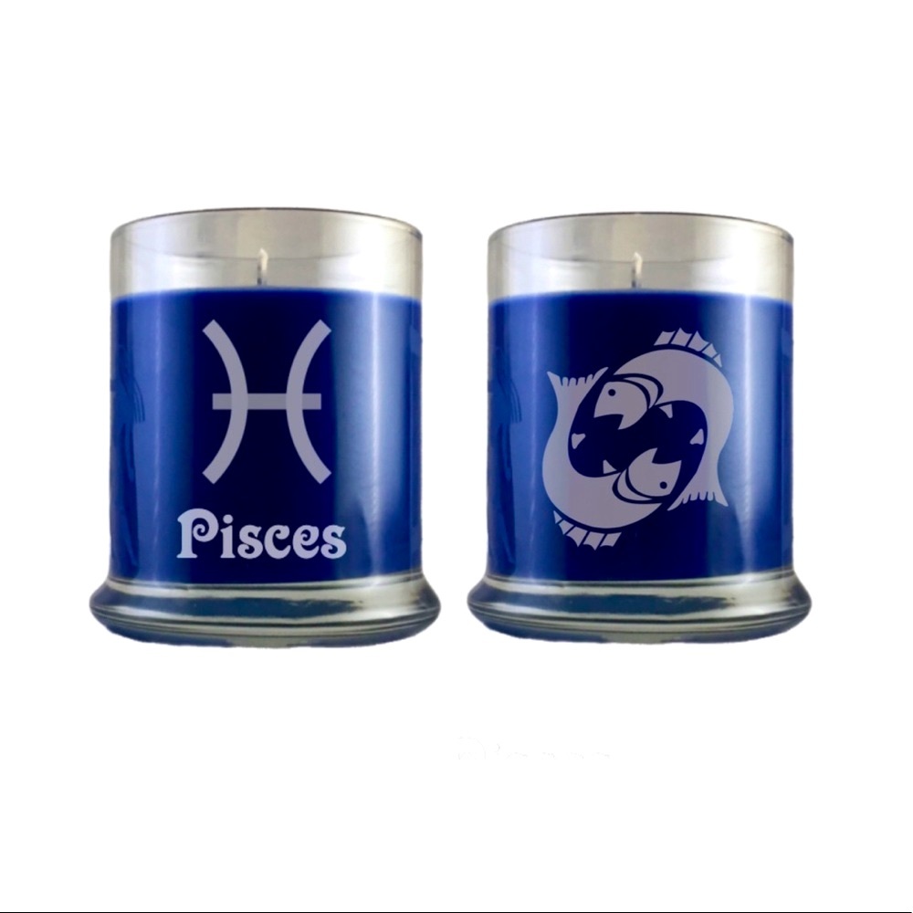 Pisces Etched Candle Personalizable